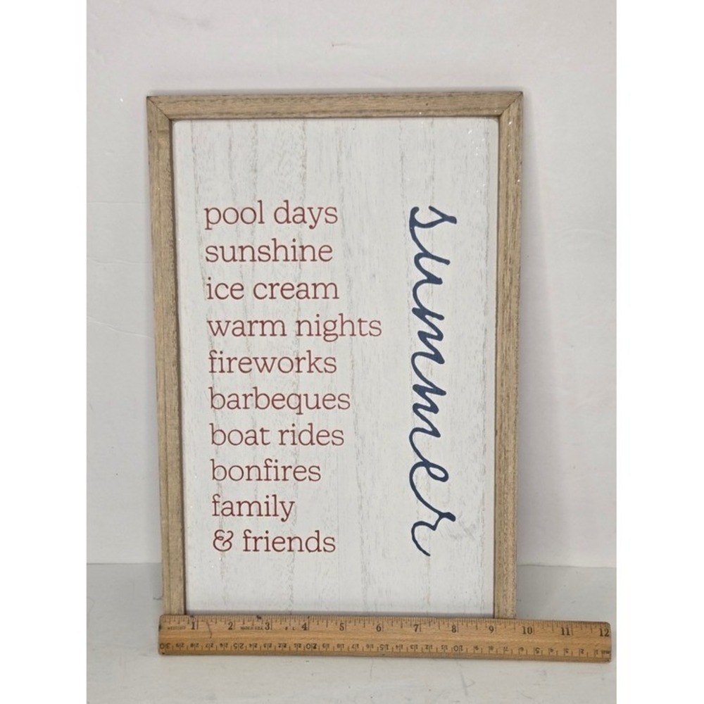Summer Wooden Wall Decor Sign Pool Ice Cream BBQ Fireworks - Picture 5 of 6